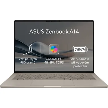 Notebook ASUS Zenbook 14 - Snapdragon X Elite X1E 78 100/32GB/1TB SSD/Qualcomm Adreno/14"/WUXGA/OLED/2y PUR/Win 11 Pro/béžová UX3407RA-OLED024X