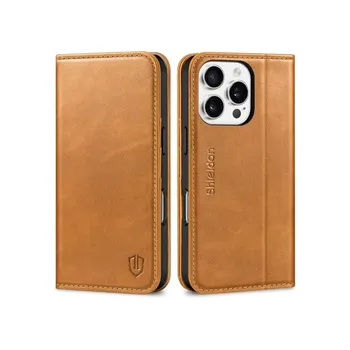 Pouzdro na mobilní telefon Pouzdro SHIELDON kompatibilní s iPhone 16 Pro 5G, pouzdro z měkké kůže odolné proti nárazům,