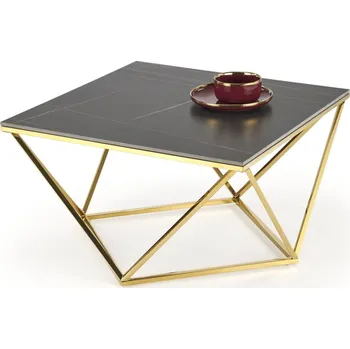 Konferenční stolek Konferenční stolek FELICIA bílý mramor / zlatý - Halmar Bílá 80x46 cm