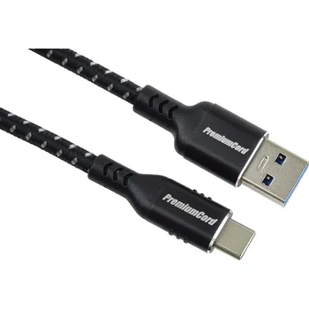 Datový kabel OEM Kabel USB-C - USB 3.0 A (USB 3.2 gen.1, 3A, 5Gbit/s) bavlněný oplet a hliníkové konektory 2m KU31CX2