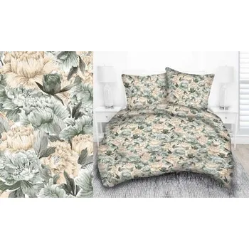 Povlečení Bavlněné povlečení Pivoňky béžové Uzávěr: Hotelový uzávěr