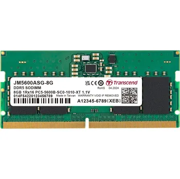 Operační paměť Transcend paměť 8GB JMDDR5 5600 SO-DIMM 1Rx16 1Gx16 CL46 1.1V JM5600ASG-8G