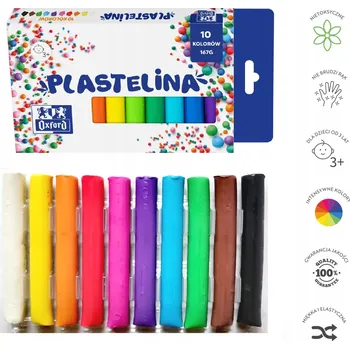 Modelovací hmota ŠKOLNÍ PLASTELÍNA pro děti 10 BAREV sada Oxford MODELÍNA barevná