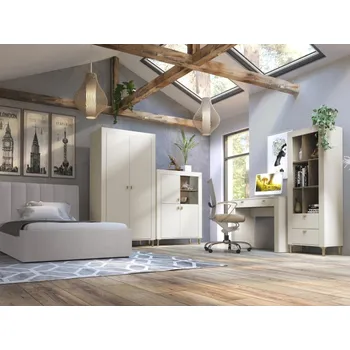 Obývací stěna Set nábytku pro mládež Nivorta II, Osvětlení: bez osvětlení, Barva: kašmír / kašmír+ dub whisky+Cloud 82 MIRJAN 5903211354984