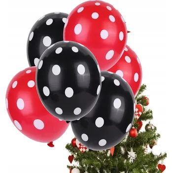 Balónek Latexové balónky ČERNÉ/ČERVENÉ TEČKY 32ks SVATBA SVATEBNÍ HOSTINA NAROZENINY