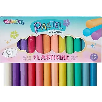 Modelovací hmota PASTELOVÁ PLASTELÍNA školní sada 12 BAREV modelovací hmota Colorino