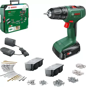 Vrtačka Aku vrtačka bez příklepu Bosch EasyDrill 18V-40 - 1x aku 18V/1.5Ah, 40Nm, 1.3kg, sada příslušenství, kufr (06039D8006)