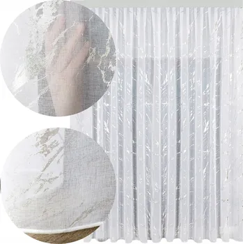 Obraz ZÁVĚS HOTOVÁ ZÁCLONA S POTISKEM STŘÍBRNÁ ETAMÍNOVÁ BÍLÁ se ZÁTĚŽÍ 300x250