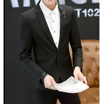 Pánské sako v korejském stylu se stojáčkem Velikost: S, Barva (Varianta): Černá 2