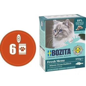 Bozita Fresh Menu kousky v rosolu s TRESKOU MULTIPACK - konzerva pro kočky 6x370 g