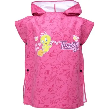 Pláštěnka Dětské pončo z rychleschnoucího materiálu Warner Bros TWEETY PONCHO S UNI Růžová, Žlutá, Fialová
