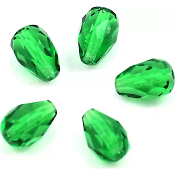 Korálek Korálky kapky broušené zelené 10x7mm – 10 ks