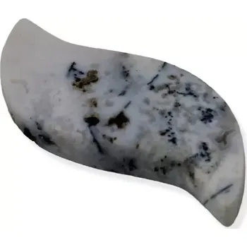 Drahý kámen Bílý achát s dendrity – vlnka
