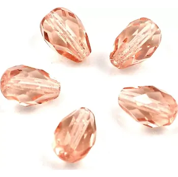 Korálek Korálky kapky broušené růžové 10x7mm – 10 ks