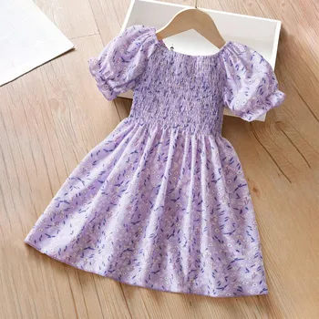 Dívčí šaty Květované šaty na léto Velikost: 2T, Barva (Varianta): Fialová