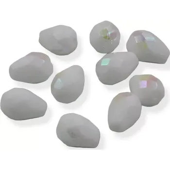 Korálek Korálky broušené kapky AB bílé 10x7mm – 10 ks
