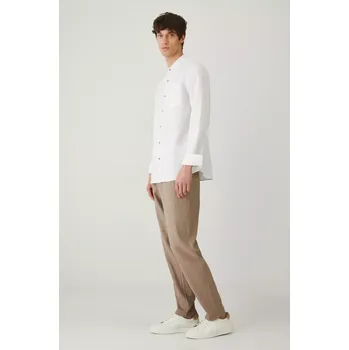 Pánská košile Lněná košile Medicine bílá barva, regular, se stojáčkem RS25.KDM070 00X, vel. S