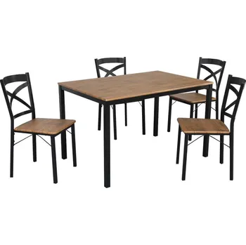 Jídelní set Tempo Kondela Hungrie (dub tmavý + černá) (pro 4 osoby)