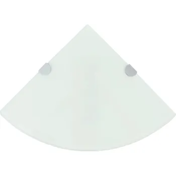 police Rohové police 2 ks s chromovými podpěrami sklo bílé 25 x 25 cm