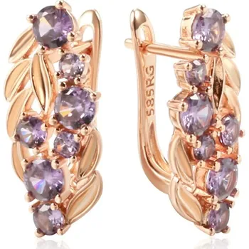 Náušnice Luxusní náušnice s kameny pozlacené 14K zlatem KI181 Barva (Varianta): H1839