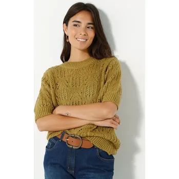 Dámský svetr Pulovr s krátkými rukávy mohérový na dotek mechová 38/40