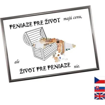 Nina Svitlíková - Rámeček na darování peněz - Peníze, Nápis slovensky, Rámeček 914 - antracitová