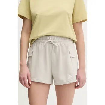 Dámské kraťasy Kraťasy adidas Essentials dámské, béžová barva, hladké, high waist, JC5699 01X, vel. XS