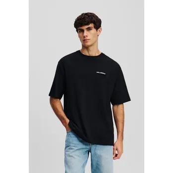 TRIČKO KARL LAGERFELD LINEN BLEND LOGO T-SHIRT BLACK