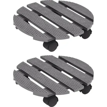 Květináč vidaXL Vozíky pod květináč 2 ks šedé Ø 30 x 7,5 cm WPC