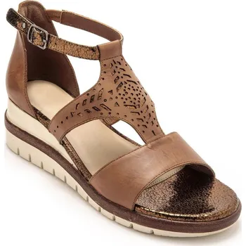 Dámské sandále Kožené sandály s pajetkami kaštanová 40