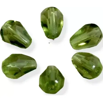 Korálek Korálky broušené kapky zelené 8x6 mm – 20 ks