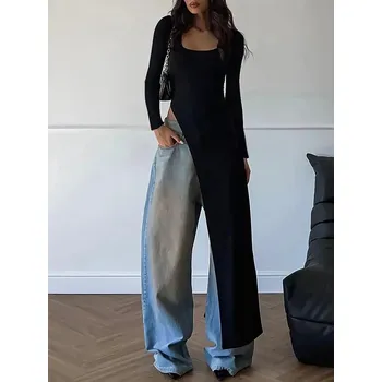 Dámský dlouhý top s rozparkem Barva: Černá, Velikost: XL