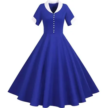 Dámské šaty Áčkové retro šaty s límcem Velikost: XL, Barva (Varianta): WQ1469-001 dress