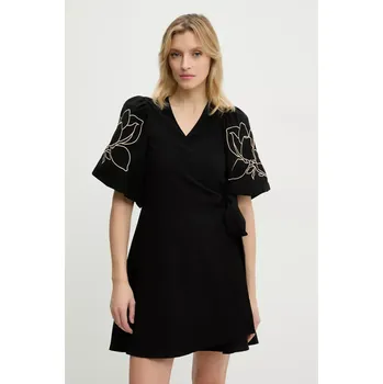 Dámské šaty Lněné šaty Answear.LAB černá barva, mini 24421yr.fos 99X, vel. S