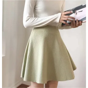 Dámská sukně Podzimní pletená sukně Barva: Zelená, Velikost: ONE SIZE