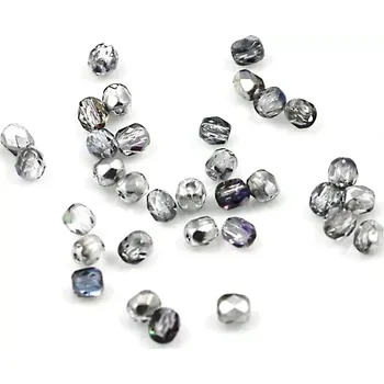 Korálek Šedé korálky s pokovem 3mm broušené – 60 ks