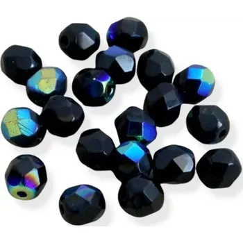 Korálek Korálky broušené AB černé 6mm – 20 ks