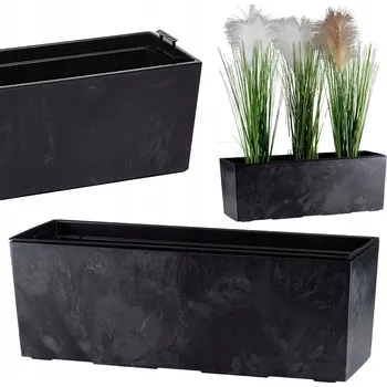 Květináč Květináč obdélníkový HowHomely černý plast 56x18,8x19,4 cm