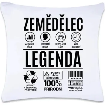 Dekorativní polštářek DOBRÝ TRIKO Polštář s potiskem 40 x 40 cm Zemědělec legenda Oboustranný tisk: NE