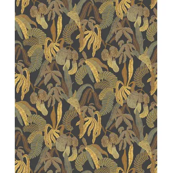 Tapeta Masureel Vliesová tapeta na zeď, černá, listy, ROM002, Romance, Masureel, velikost 10,05 x 0,53 m