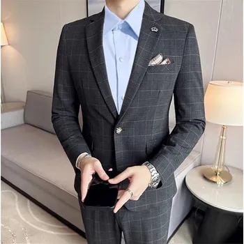 Pánský oblek Dvouřadý oblek fashion s vestou Velikost: XL, Barva (Varianta): 2v1 set Black 3