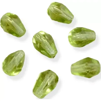 Korálek Korálky broušené kapky světle zelené 7x5mm – 20 ks