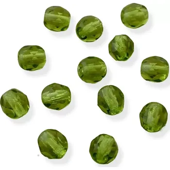 Korálek Korálky broušené trávově zelené 6mm – 30 ks