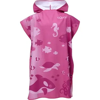 Dětské pončo z rychleschnoucího materiálu AQUOS SEA PONCHO M UNI Růžová