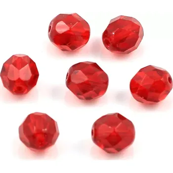 Korálek Ohňovky korálky broušené 8mm červené – 15 ks