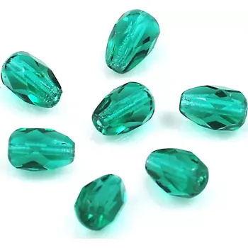 Korálek Korálky kapky broušené smaragdově zelené 7x5mm – 20 ks
