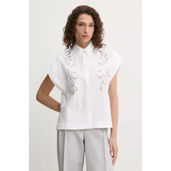 Bavlněná košile Twinset bílá barva, relaxed, s klasickým límcem, 251TP2171 00X, vel. 36