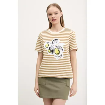 Bavlněné tričko Desigual LEMON béžová barva, 25SWTKAE 01X, vel. S