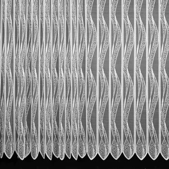 Žakárová záclona 856, vlnky, panelová na tyč, bílá, výška 180cm (v metráži)