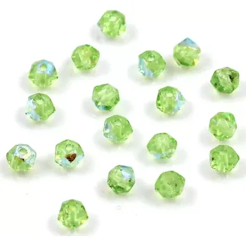 Korálek Broušené ohňovky 4mm AB zelené – 50 ks